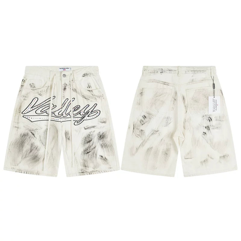 Vale Valley Forever Iced Out Jorts Jean Shorts Hot Diamond Denim Shorts Trendy (2)