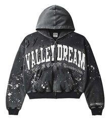 Vale Forever Paint Zip Up Hoodie Black